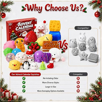 Calendrier de l'Avent Jouets Squishy Compte à rebours de Noël 24 Jours Boîte Mystère Veilleuse Acrylique & Cadeau