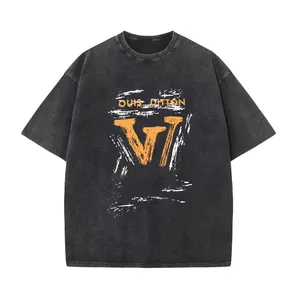 Camiseta Oversize de Manga Corta con Logo Frontal Estampado por Transferencia Térmica, Estilo Urbano, Cuello Redondo, para Hombre, Informal, de Algodón Tejido - Product Image 1