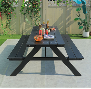 <span class=keywords><strong>Tavolo</strong></span> da Picnic Moderno per Esterni <span class=keywords><strong>con</strong></span> <span class=keywords><strong>Panca</strong></span> <span class=keywords><strong>in</strong></span> <span class=keywords><strong>Legno</strong></span> e Sedie <span class=keywords><strong>in</strong></span> Plastica per Villa o Parco, <span class=keywords><strong>Panca</strong></span> da Giardino per Pranzo - Product Image 6
