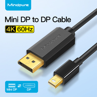 Câble Mini DisplayPort vers HDMI Mindpure Active 4K 60Hz HDR Adaptateur plaqué or pour ordinateur portable Moniteur TV Projecteur 1,5m 2m