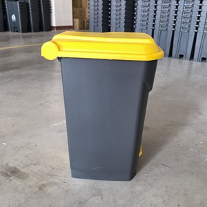Gray Trash <b>Bin</b> With Yellow Lid Foot Operated Rectangular <b>Large</b> Capacity Indoor Outdoor <b>Kitchen</b> Home Use - Product Image 3