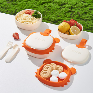 Little <b>Crab</b> Baby Food Bowl Apple Shaped Bpa Free Portable Tableware Set For 0-12 Months With Scissors Spoon Fork - Product Image 2