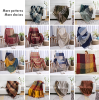 Housse de canapé rayée bleu marine en jacquard doux, tissée, 100 % polyester, surdimensionnée, pour lit, canapé, causeuse, plaid en chenille