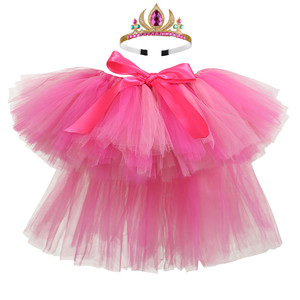 Jupe <span class=keywords><strong>tutu</strong></span> pour enfants de 2 à 8 ans, jupe <span class=keywords><strong>tutu</strong></span> longue à queue bouffante en maille <span class=keywords><strong>rose</strong></span> rouge pour fille, mini-jupe de ballet pour enfant - Product Image 1