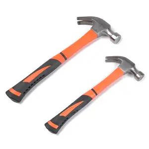 Multipurpose 16oz Claw Hammer With Forged Hardened Steel Head Shock Absorbing Fiberglass Rubber Grip
