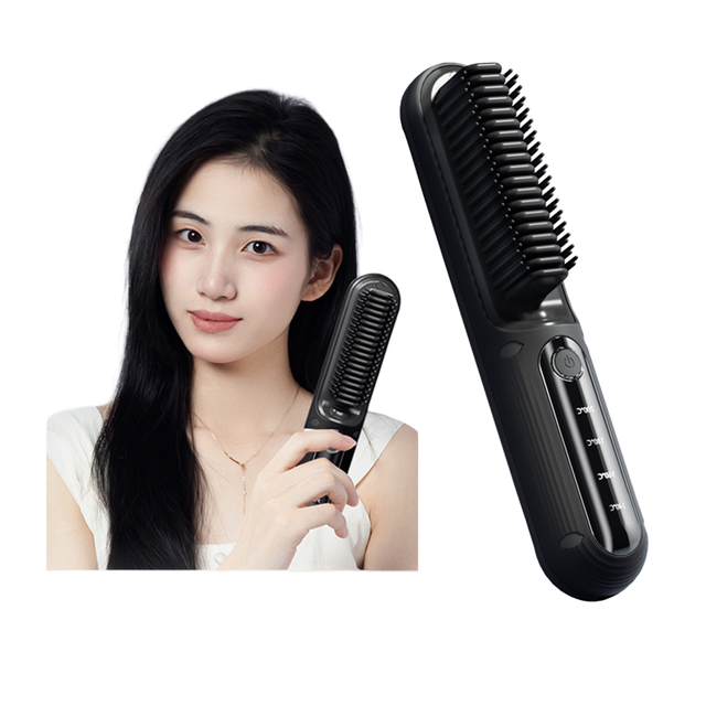 Portable Negative Ion Hot Comb Long Battery Life with USB Rechargeable Cordless Hair Straightener Brush Comb