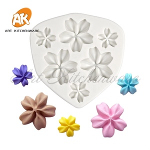 AK <span class=keywords><strong>Sakura</strong></span> Fleur Personnalisé Fondant 3D Silicone Décoration De Gâteau Moules Résine Argile Silicone Chocolat Moules Silicone Pâtisserie Outil De Cuisson - Product Image 1
