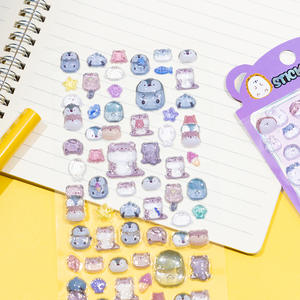 Autocollants 3D en cristal gaufré imperméable en PVC Autocollants mignons pour téléphone, oiseaux, hérissons, pandas, pingouins, décoration pour enfants - Product Image 5