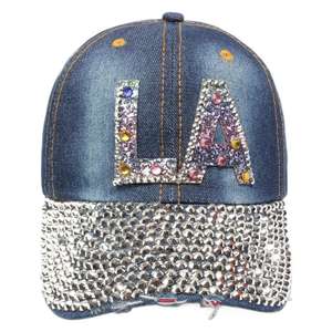 Gorra de béisbol popular exclusiva transfronteriza del fabricante al por mayor Diamantes de imitación completos Bandera americana Dot Velour Low Sun Oxford - Product Image 4
