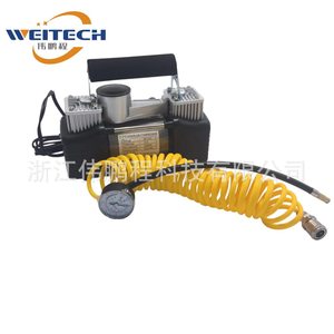 Compresor de aire de doble cilindro Weitech Metal de 12V, inflador rápido de neumáticos para coche y motocicleta - Product Image 1