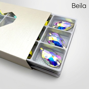 Cristal Austriaco Estándar K9 con Reverso Plano, Forma de Pera, Lágrima, Aurora <span class=keywords><strong>Boreal</strong></span>, Cristal AB para Coser, Pedrería de Cristal para Vestidos - Product Image 4