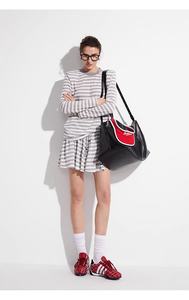 Marinero <span class=keywords><strong>mujer</strong></span> Casual <span class=keywords><strong>rayas</strong></span> Anti-Pilling Spandex/algodón camiseta pantalones cortos conjunto suelto manga larga dos piezas para verano Digital - Product Image 5