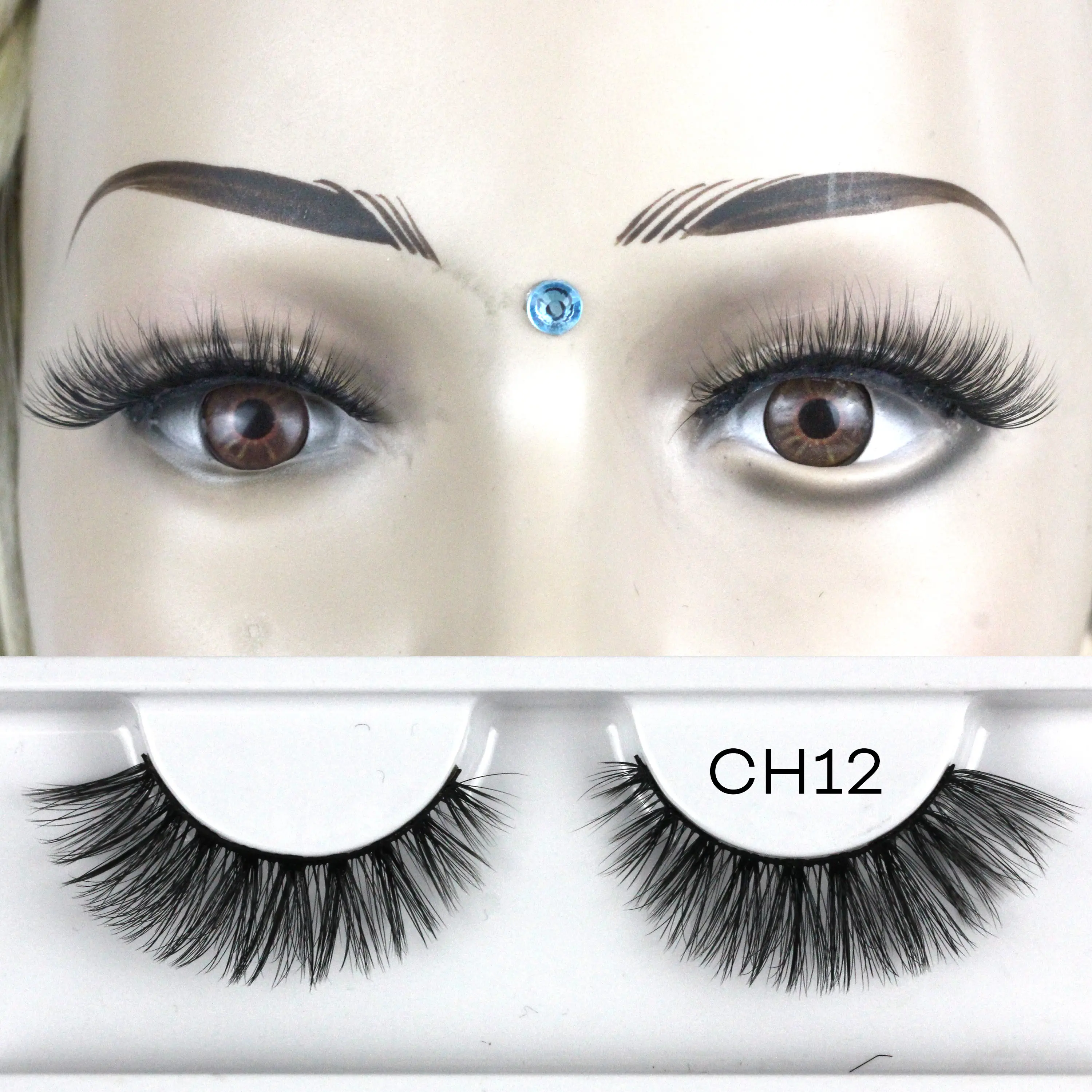 CH12 3D SILK 4d false cheap custom faux mink eyelashes wisps full strip lashes