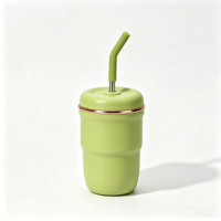 Mug de voyage isotherme portable en acier inoxydable de 320 ml avec paille et poignées, design classique pour enfants et adultes, coffret cadeau inclus