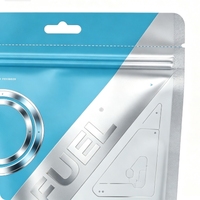 Sachet d'emballage personnalisé pour poudre de protéines électrolytiques avec fermeture éclair, pochette verticale imprimée avec trou de suspension et fenêtre