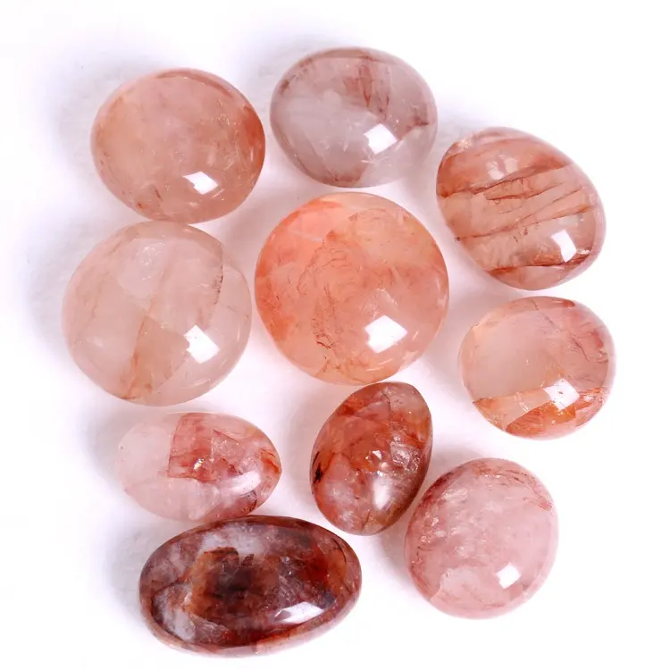 184 Wholesale healing gemstones and crystals natural fire quartz hematoid crystal palm stone