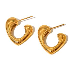 Pendientes de Acero Inoxidable Personalizados Finetoo con Nudo de Corazón Geométrico y Flor en Oro de 18K para Mujer, Joyería Antideslustre - Product Image 1