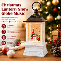 Weihnachtswasserlaterne, Leuchtende Retro-Laterne mit Weihnachtsmann und Funkelnden Schneeflocken Feiertagsdekoration