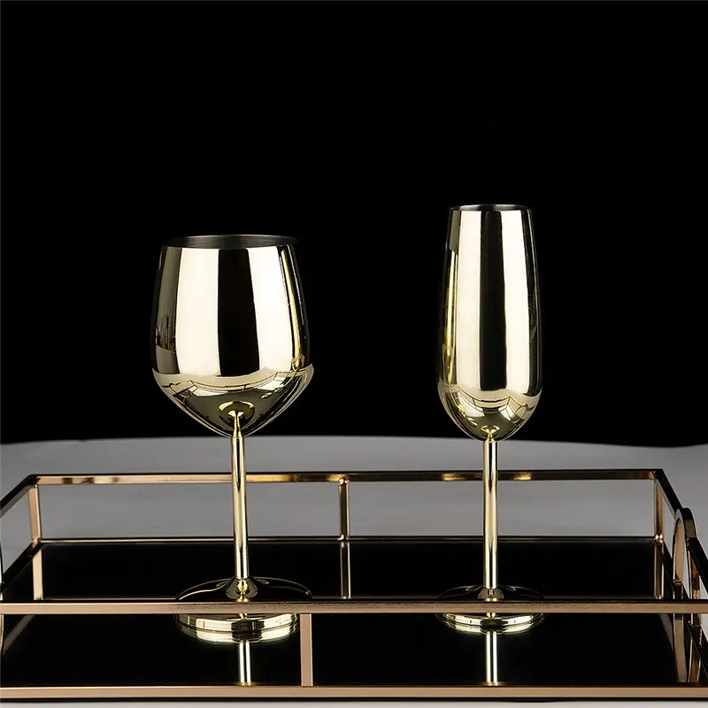 Copa de cóctel de vino Copa Boda 250ml Metal oro Acero inoxidable copas de champán flautas