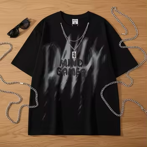 Camiseta de algodón 100% de 230 g, cuello redondo, estilo hip-hop con estampado gráfico de pintura en aerosol, suave, oversize, estilo streetwear para primavera/verano - Product Image 4