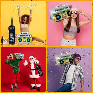 <b>80s</b> 90s Hip Hop Theme Inflatable Radio Boombox and Mobile Phone Props 2-Piece PVC for <b>Party</b> <b>Decorations</b> Birthday Celebrations - Product Image 6