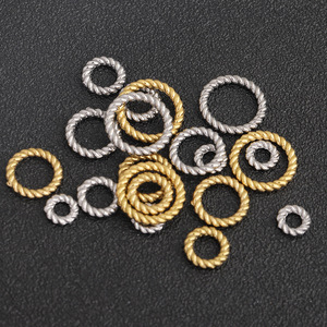 Anneaux torsadés en acier inoxydable pour la fabrication de bracelets, couleur or et argent, plaqué or 18 carats, accessoires de bijouterie H1694 - Product Image 1
