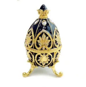 새로운 제품 심장 모양의 수제 Faberge 스타일 부활절 달걀 힌지 이쑤시개 홀더