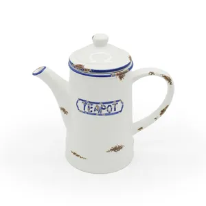 2023 sıcak satış emaye pişirme çay kahve süt tenceresi beyaz antika eski çaydanlık emaye cezve