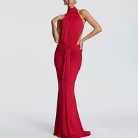 Robe élégante sans manches, coupe ajustée, en couleurs unies, pour les événements d'été, vente en gros, polyester, disponible en plusieurs tailles