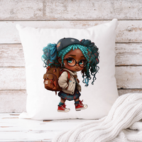 Hip Hop Afro école filles fer sur impression dessin animé Dreadlock filles noires DTF transferts autocollants prêt à presser pour T-shirts