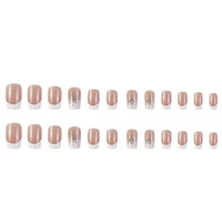 Vente en gros de faux ongles super populaires, 24 pièces, forme carrée, motif flocon de neige français