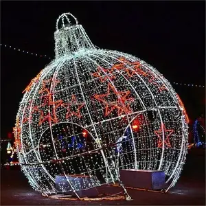 New Design Holiday Outdoor Decoration Giant 3D Motif Light Big Arch Ball Plaza Villa Shopping Mall Christmas Decoration