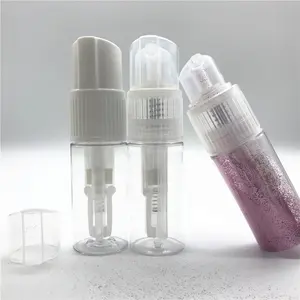 Empty Round Makeup Glitter Dry Shampoo Talcum Luster Clear Luxury Powder Dispenser Bottle 2oz 60ml with Silkscreen Printing