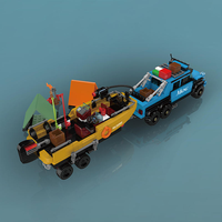 Mould King 24080 872PCS Mini World Serie Fishing Boat Trailer Building Block Model Technical Educational Toy Festival Gift