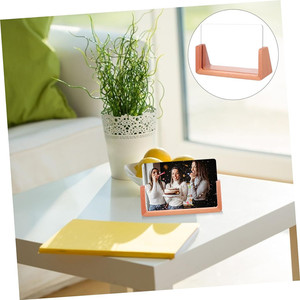 Cadre photo en bois de hêtre et de noyer, en forme de U, en acrylique, ornement de bureau horizontal durable - Product Image 2