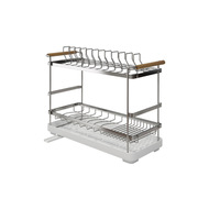 Égouttoir à vaisselle minimaliste moderne en acier inoxydable à double couche, panier d'égouttage, rangement de cuisine, plateau de table