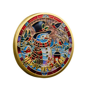 Voorraad Traditionele Kerstmis Nieuwjaar Thema Zinklegering Kunst Herdenkingsmunt Schilderij Sneeuwpop Ontwerp 3D Collectie Cadeau - Product Image 2