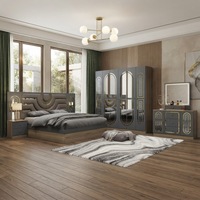 Ensemble de chambre à coucher moderne en MDF et bois, lit double king size, mobilier de maison simple et moderne, vente en gros à prix abordable