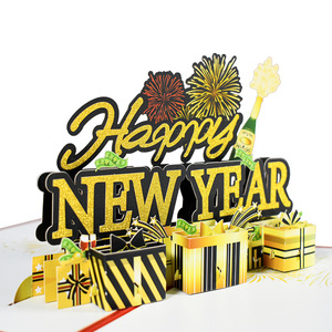 Biglietto d'<span class=keywords><strong>Auguri</strong></span> 3D Pop-Up per Capodanno con Design di Fuochi d'Artificio Glitterati, Scatola Regalo in Carta Ecologica per <span class=keywords><strong>Auguri</strong></span> Festivi - Product Image 3