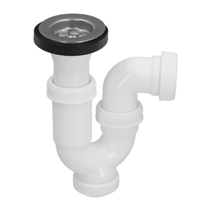 Sifone Curvo Estensibile con Valvola e Tappo 1 1/2" O/ 40 mm - Product Image 1