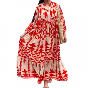 Vestido estampado <span class=keywords><strong>de</strong></span> manga larga para <span class=keywords><strong>mujer</strong></span>, falda larga <span class=keywords><strong>de</strong></span> cintura alta <span class=keywords><strong>de</strong></span> manga larga con un solo pecho, nuevas vacaciones, ropa informal holgada para <span class=keywords><strong>mujer</strong></span> - Product Image 5