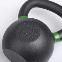 Ensemble de kettlebells en fonte revêtue de haute qualité avec logo personnalisé, pour entraînement de force et musculation, 4-32 kg, avec anneaux de couleur