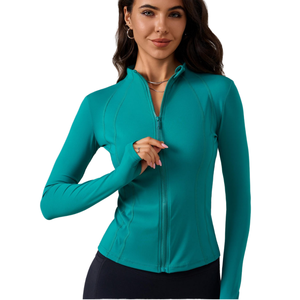 Chaqueta Deportiva de Yoga de Manga Larga para Mujer, de Alta Calidad, Transpirable, para Gimnasio, Suave, Ajustada, de Spandex/Nylon, 220g - Product Image 4