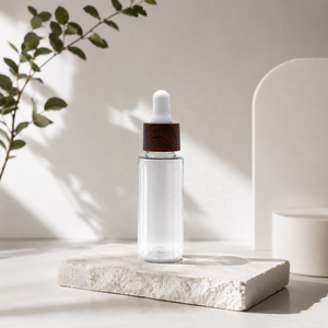Botella de Plástico PET de 30 ml con Gotero y Tapa con Diseño de Madera para Aceites Esenciales, Gotas para Ojos y Envases Cosméticos OEM y ODM - Product Image 2