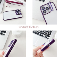 Coque arrière en TPU PC avec support invisible pour objectif métallique évidé et protection d'appareil photo pour iPhone 15 Pro Max 17 16 13 14 12 Pro