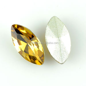 Usine directe 7X15mm métal réglage Navette <span class=keywords><strong>verre</strong></span> pierres topaze couleur or coudre sur métal réglage <span class=keywords><strong>verre</strong></span> strass - Product Image 4