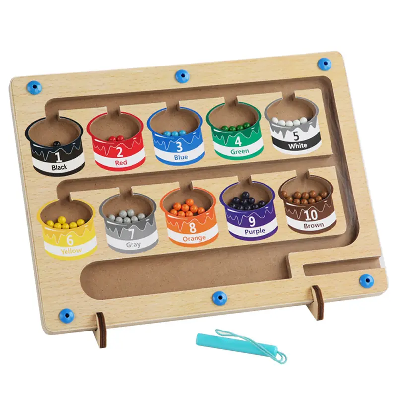 Nouveaux jouets Montessori pour enfants, jeu de labyrinthe de tri de couleurs éducatif, jeu de Maths en bois, aide à l'enseignement, jouet, jeu de comptage de perles magnétiques