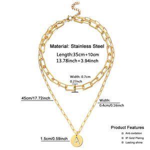 Hip-Hop Street Shot Collar fino de acero inoxidable Personalizado Capital <span class=keywords><strong>A</strong></span> <span class=keywords><strong>a</strong></span> Z 26 Letra Collar de doble capa Unisex - Product Image 3