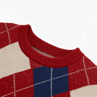Pull en tricot à col rond pour homme, motif Argyle, style rétro preppy, décontracté, manches longues, pull pour homme