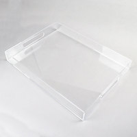 Plateaux de service arabes modernes rectangulaires de taille personnalisée présentoir de plateau d'équipements d'hôtel en acrylique transparent de luxe plateau de service pour café nourriture